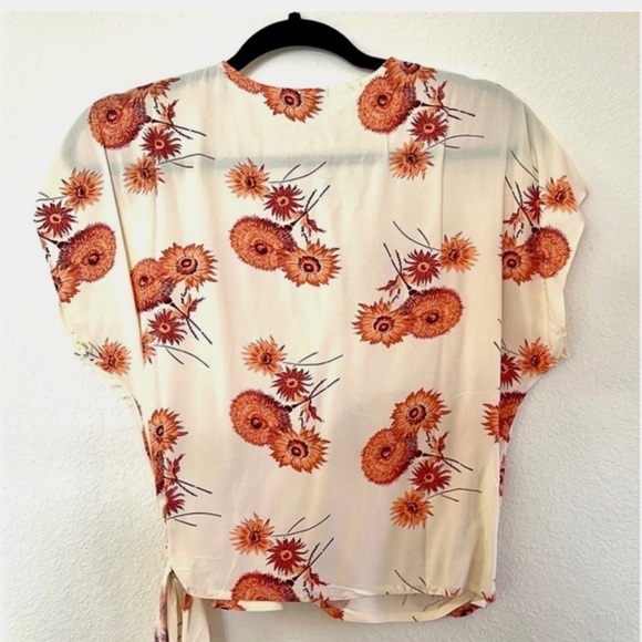 Madewell Plus Sash Tie Wrap Top in Dutch Dandelions Floral Print Blouse XXL - Picture 7 of 9